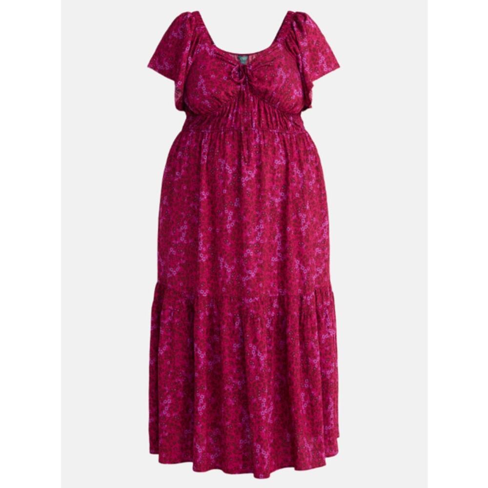 Terra & Sky Women's Plus Size Pink Floral Sweetheart Maxi Dress Size 1X 16W 18W